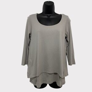 J. Jill Pure Jill Gray Elliptical Layered 3/4 Sleeve Top Size XS